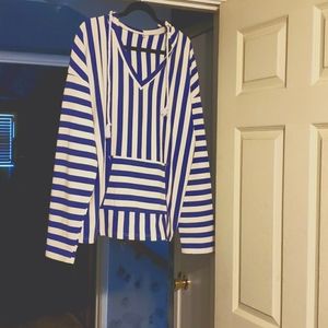 Pullover blue/white straps. Xl Topshop